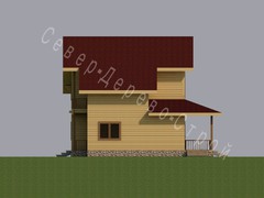 Проект деревянного дома из бруса 10 х 9,3 метра. Вид с левой части дома