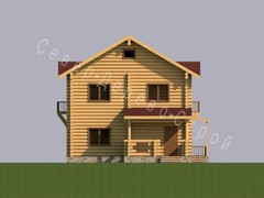 Проект деревянного дома из круглого бревна. Главный вход в дом
